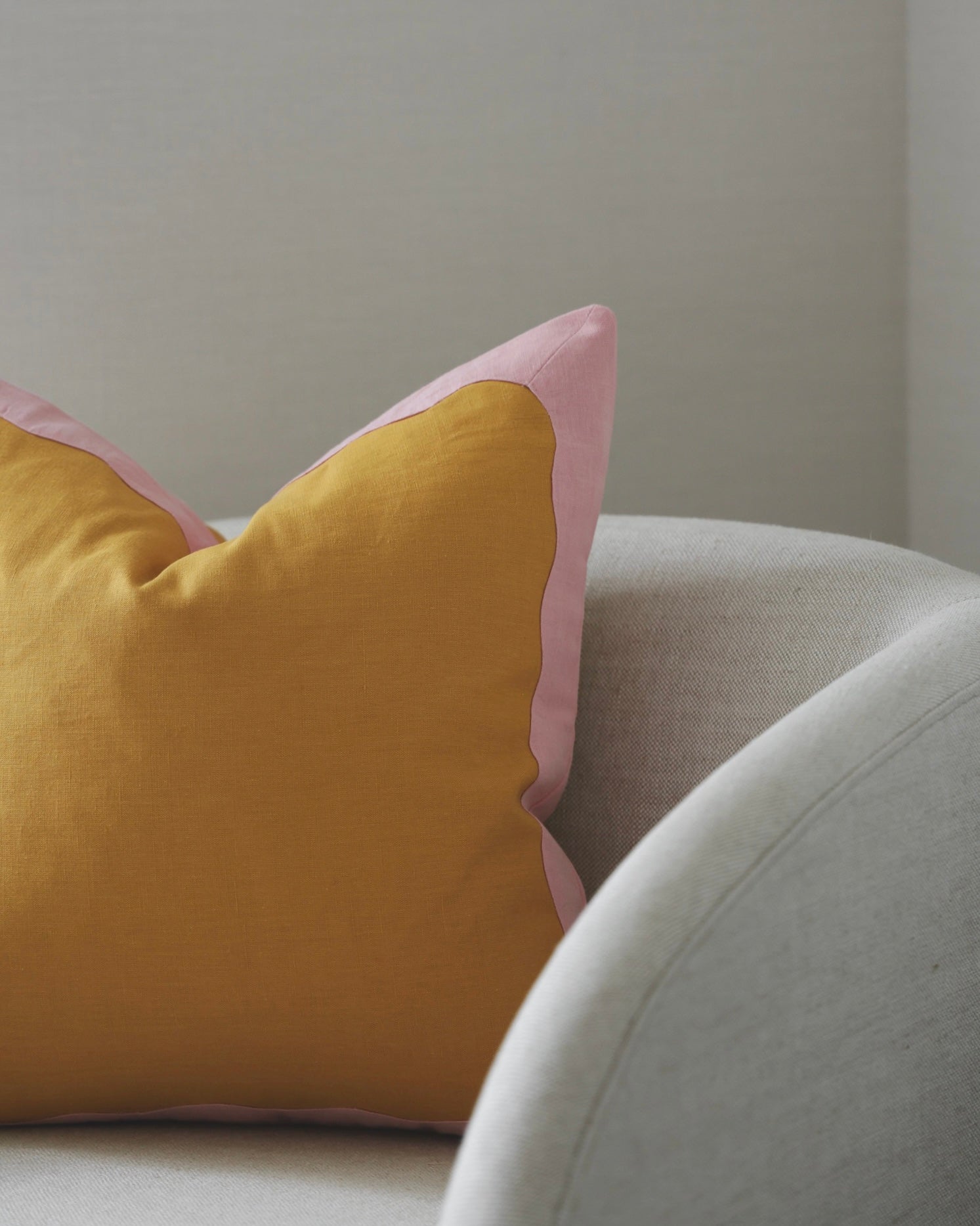 Clara Cushion Cover - Ochre/Pink