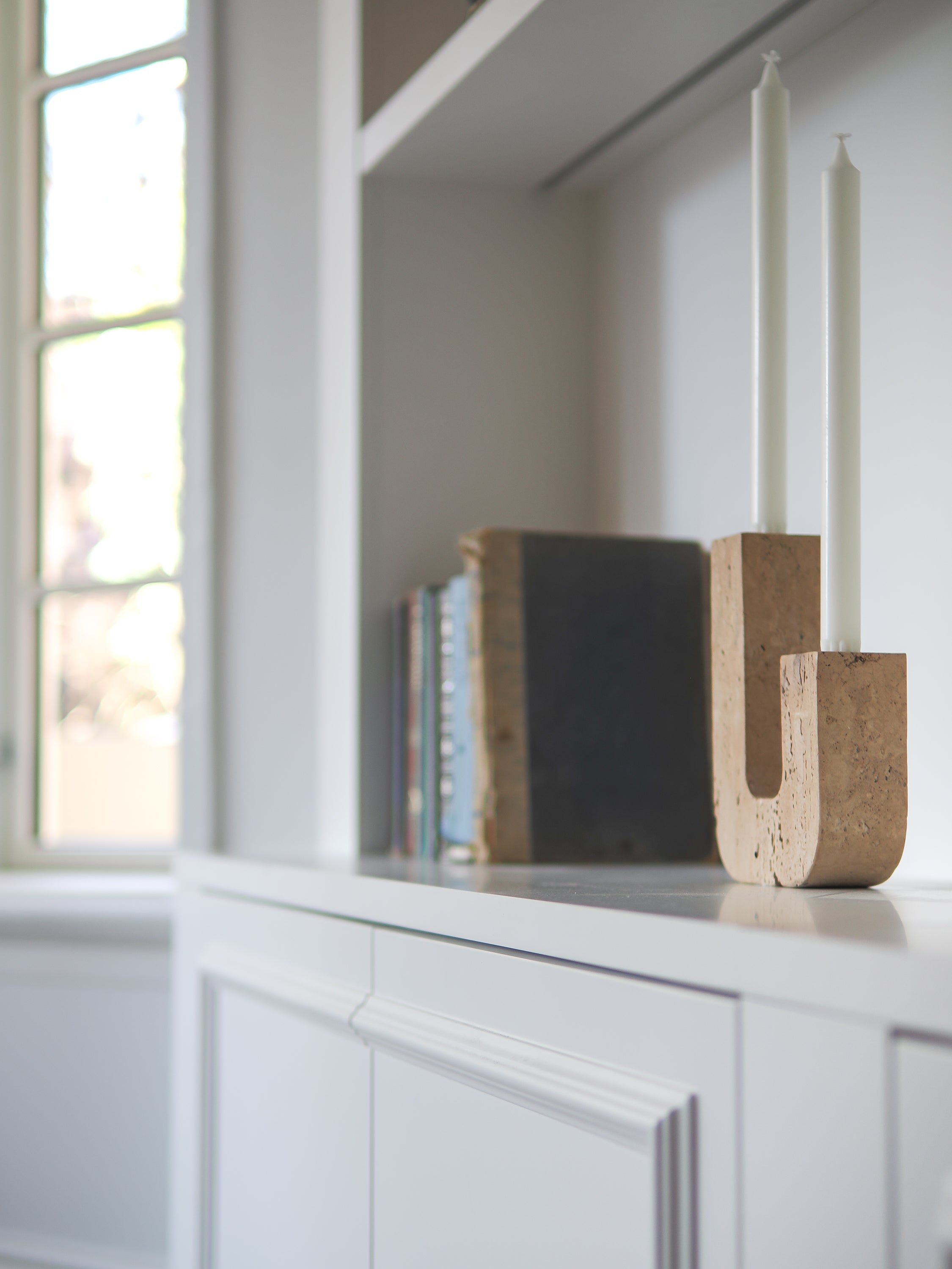 Loui travertine candleholder